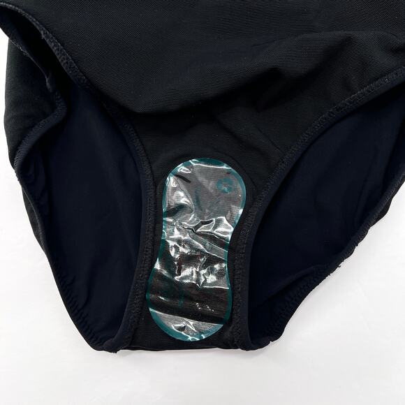 PROFILE BY GOTTEX One Piece Swimsuit Womens 8 Black Square Neck Ruched New - Picture 11 of 15